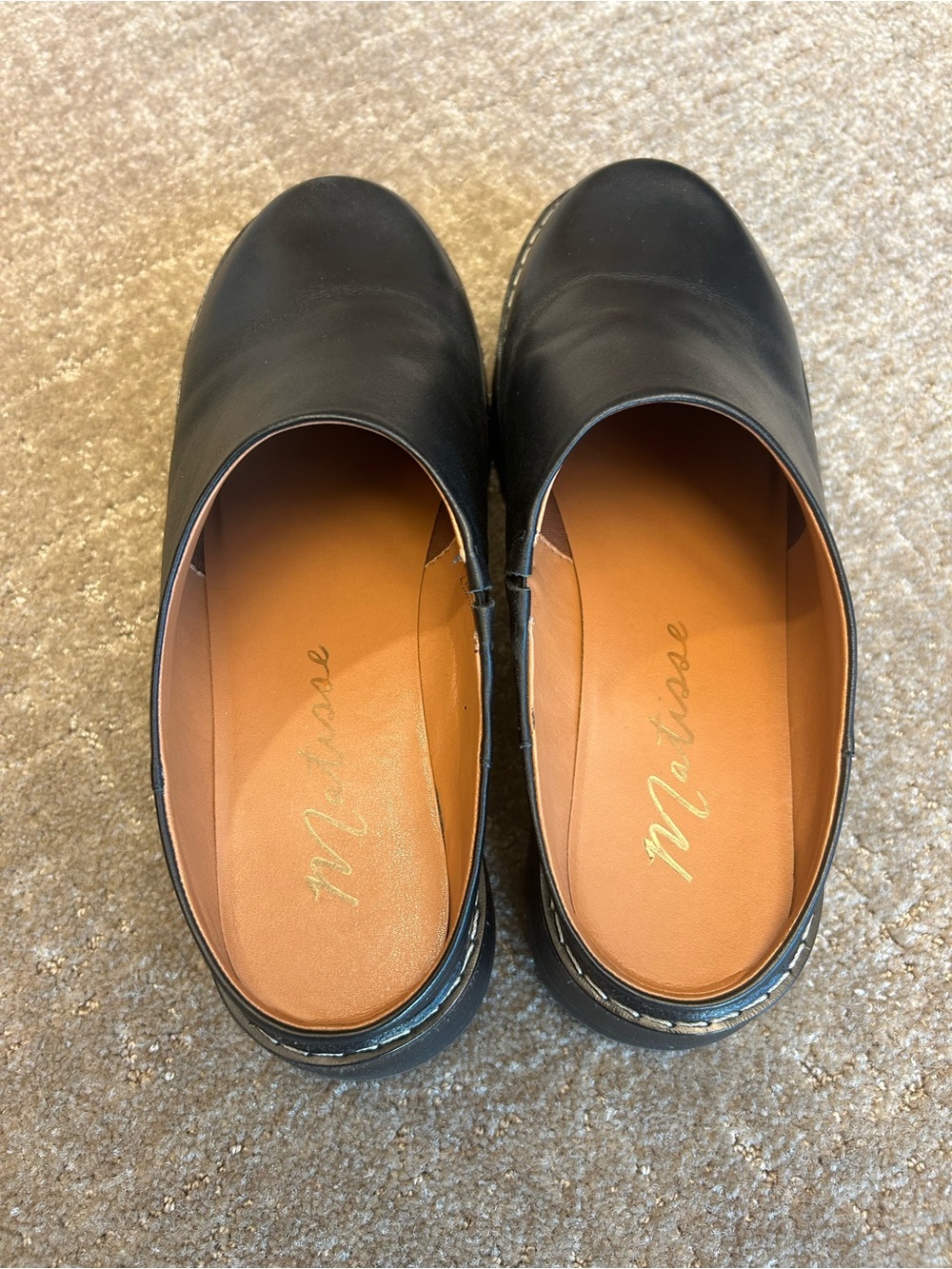 Lisa Says Gah Lena Chunky Mule by Matisse - Black Leather Platform Mule Clogs 8 - Picture 4 of 5
